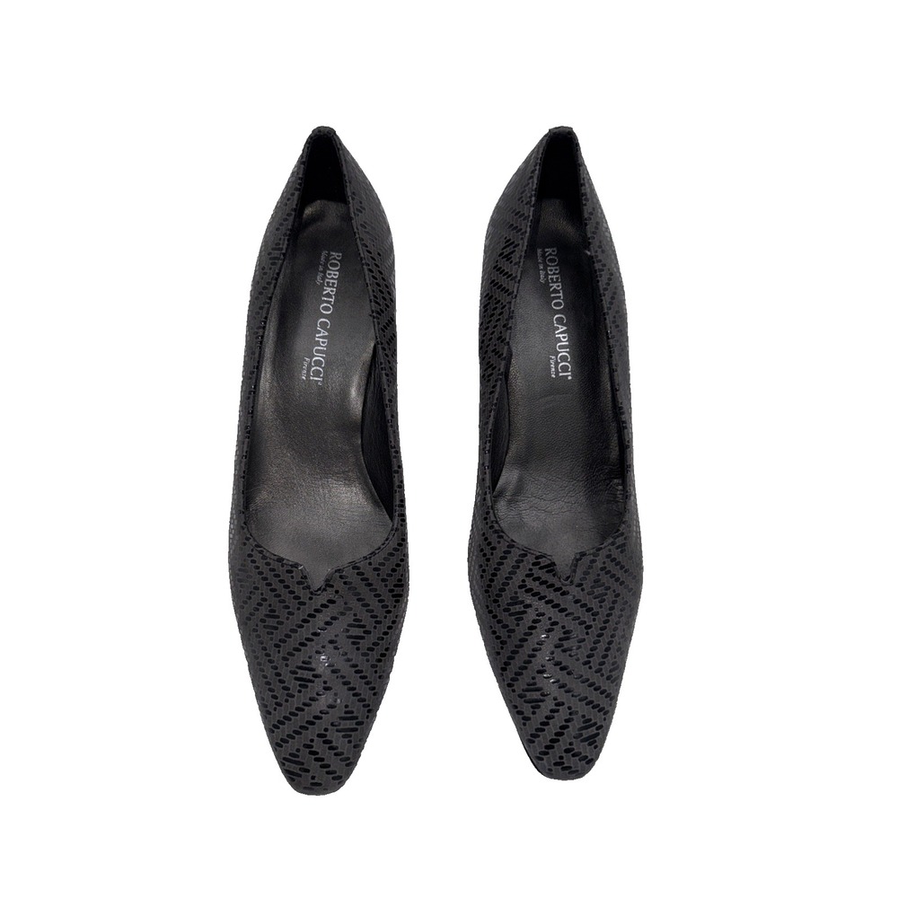 Robert Capucci grey block heel‎ almond toe Y2K leather Italian made Size 9 1/2
